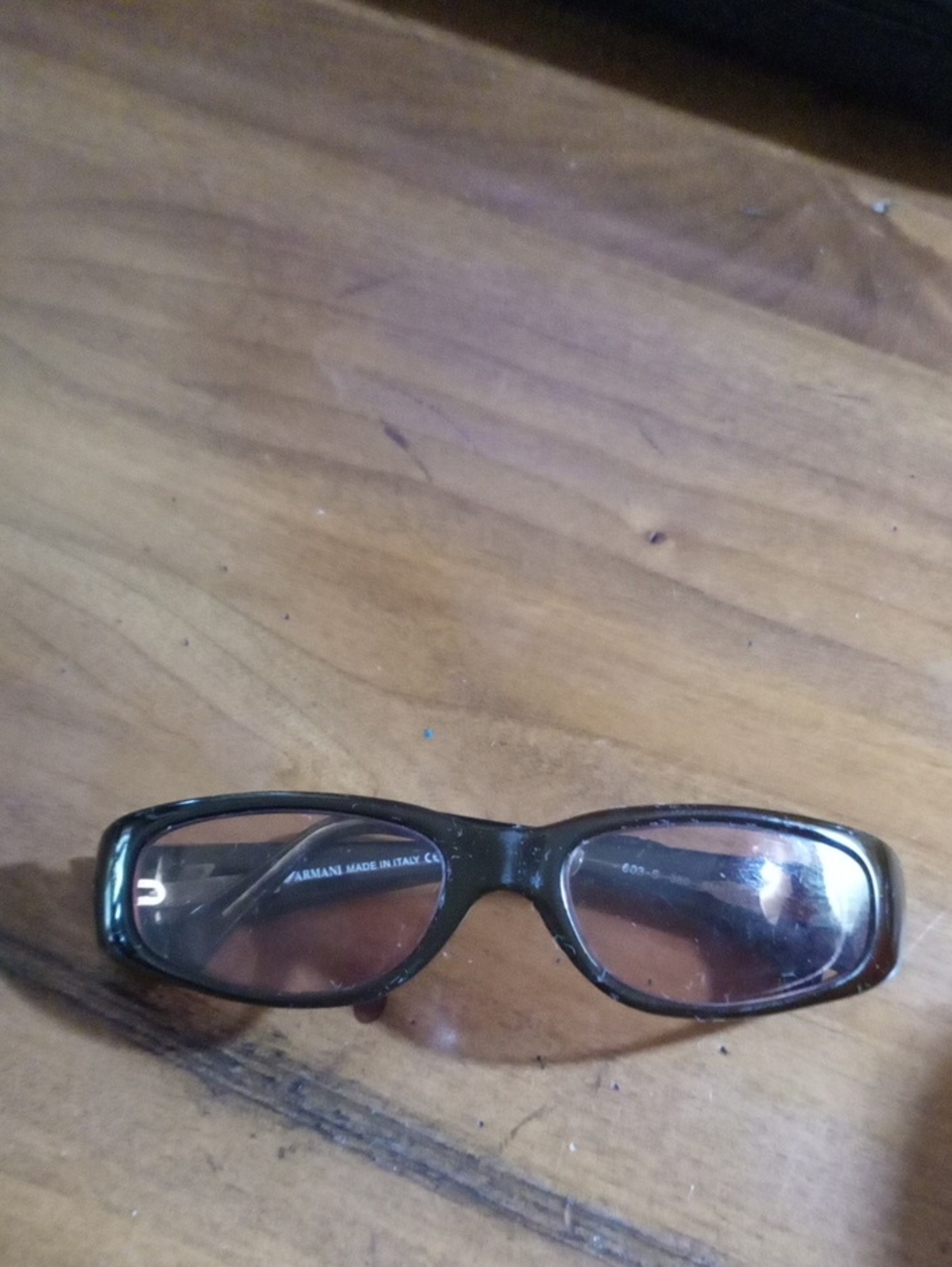 Giorgio Armani Black Rectangular Sunglasses with Tinted Lenses